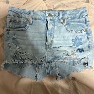 American Eagle next level stretch jean shorts ripped flowers